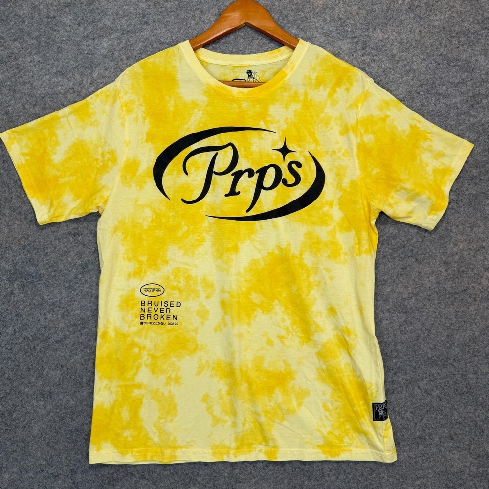 PRPS Tie Dye T Shirt Mens Large Japanese Bruised Not Broken Graphic Logo Tee